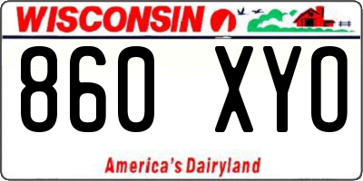 WI license plate 860XYO