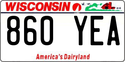 WI license plate 860YEA