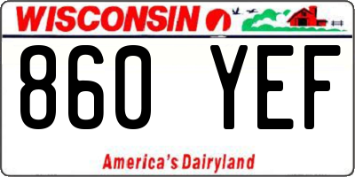 WI license plate 860YEF