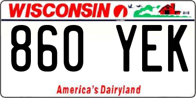 WI license plate 860YEK