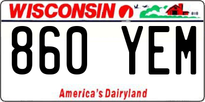 WI license plate 860YEM