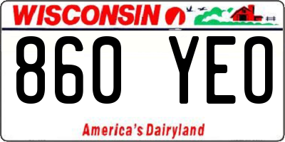 WI license plate 860YEO