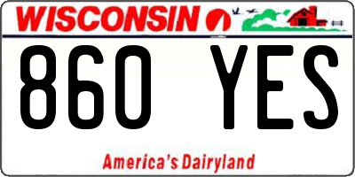 WI license plate 860YES