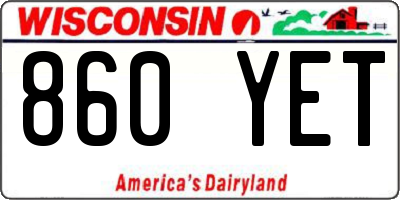 WI license plate 860YET