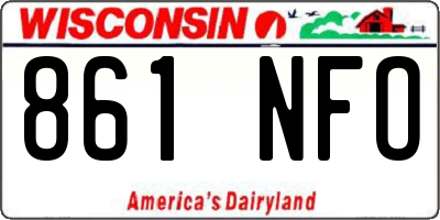 WI license plate 861NFO