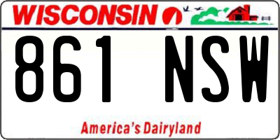 WI license plate 861NSW