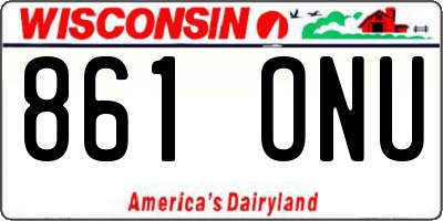 WI license plate 861ONU