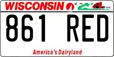 WI license plate 861RED