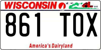 WI license plate 861TOX
