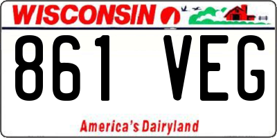 WI license plate 861VEG