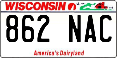 WI license plate 862NAC