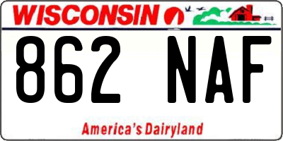 WI license plate 862NAF