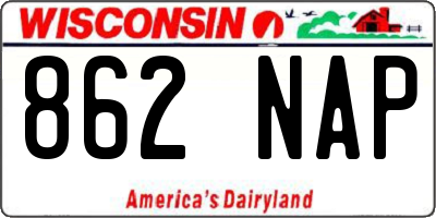 WI license plate 862NAP