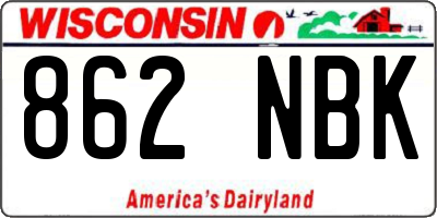 WI license plate 862NBK