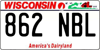 WI license plate 862NBL