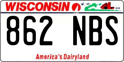 WI license plate 862NBS
