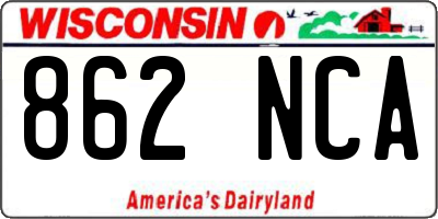 WI license plate 862NCA