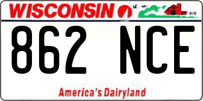WI license plate 862NCE