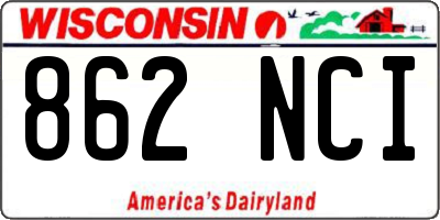 WI license plate 862NCI