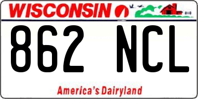 WI license plate 862NCL