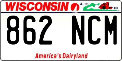 WI license plate 862NCM