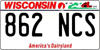 WI license plate 862NCS