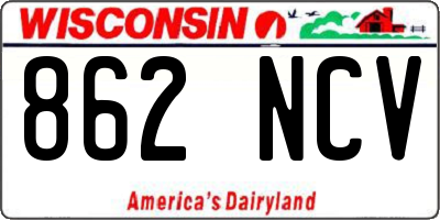 WI license plate 862NCV