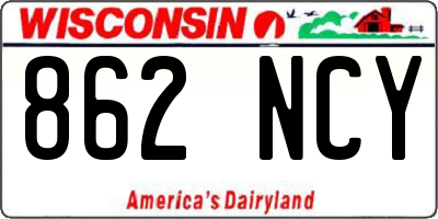 WI license plate 862NCY