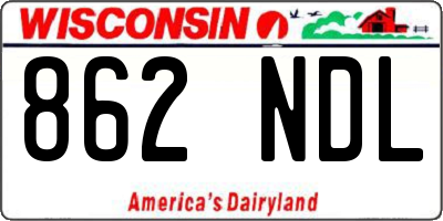 WI license plate 862NDL