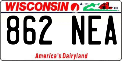 WI license plate 862NEA