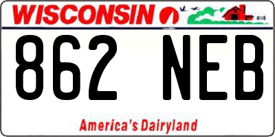 WI license plate 862NEB