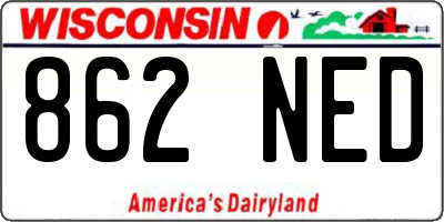 WI license plate 862NED