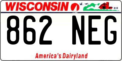 WI license plate 862NEG