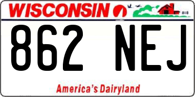 WI license plate 862NEJ