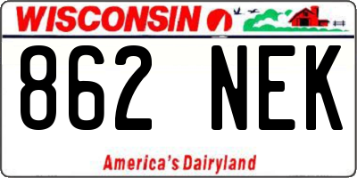 WI license plate 862NEK