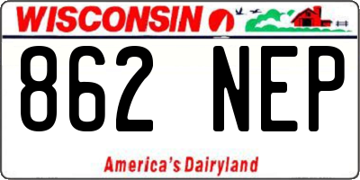 WI license plate 862NEP