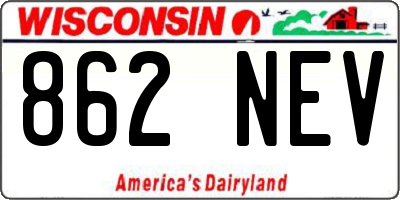 WI license plate 862NEV
