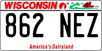 WI license plate 862NEZ