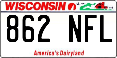 WI license plate 862NFL