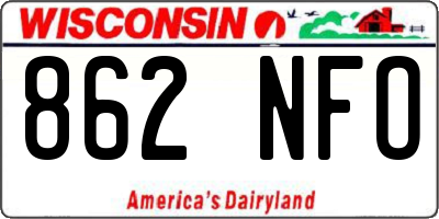 WI license plate 862NFO