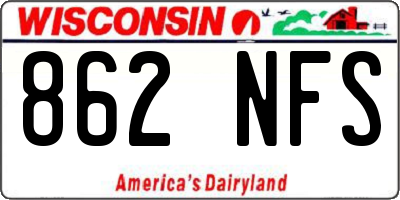 WI license plate 862NFS