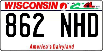 WI license plate 862NHD