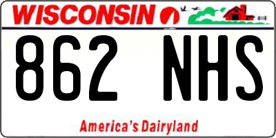 WI license plate 862NHS