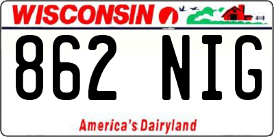 WI license plate 862NIG