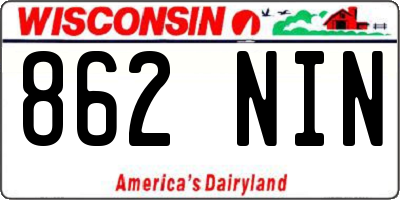 WI license plate 862NIN