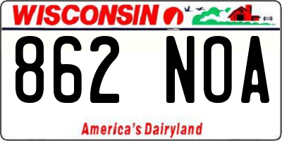 WI license plate 862NOA