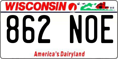 WI license plate 862NOE
