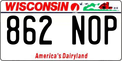 WI license plate 862NOP