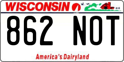 WI license plate 862NOT