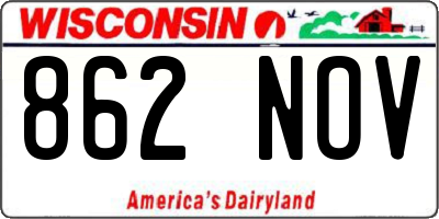 WI license plate 862NOV